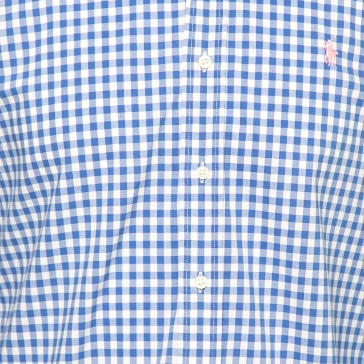 Pre Owned Ralph Lauren Blue Checked Cotton Slim Fit Shirt M