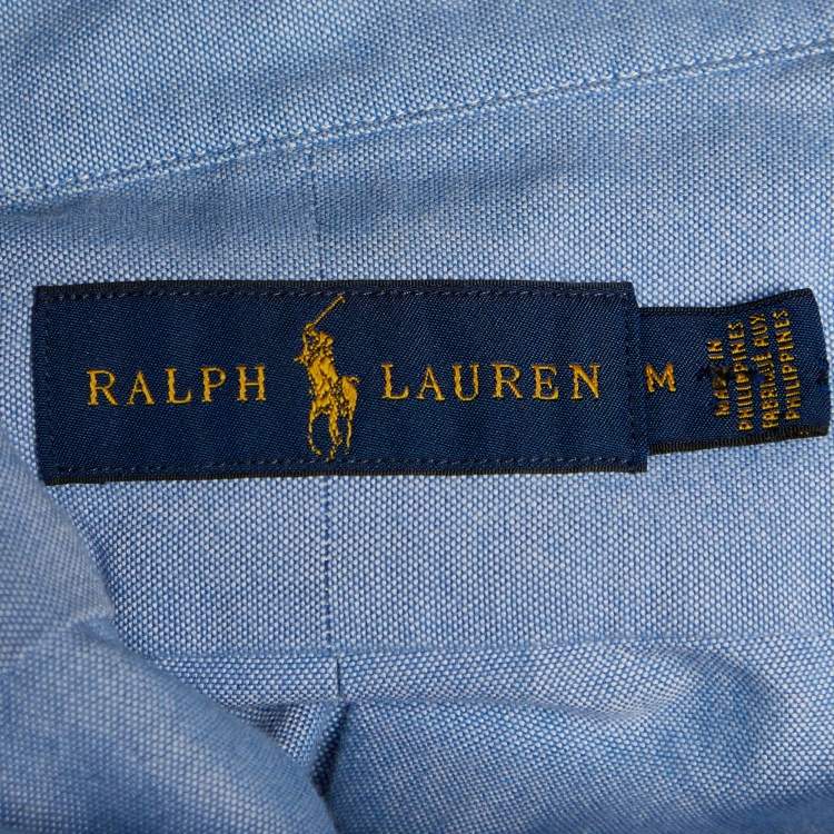 Ralph Lauren Blue Logo Jacquard Cotton Long Sleeve Shirt M Ralph Lauren ...