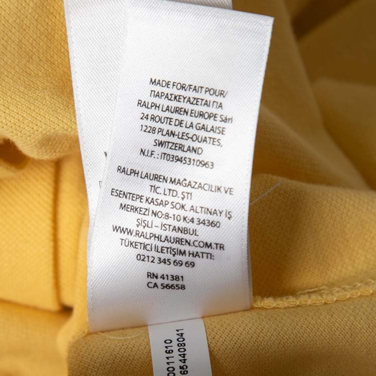Pre Owned Ralph Lauren Yellow Featherweight Mesh Cotton Long Sleeve Polo Shirt M