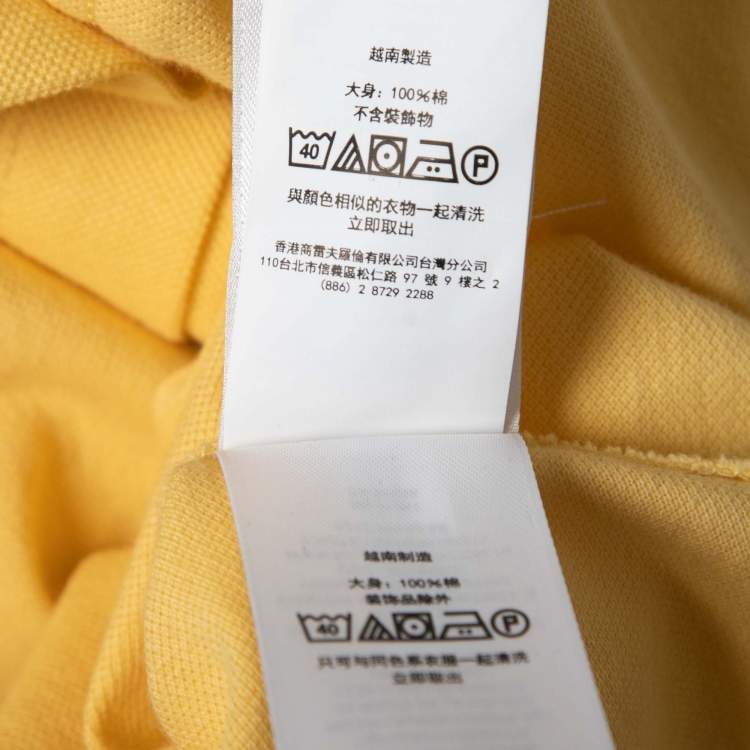 Pre Owned Ralph Lauren Yellow Featherweight Mesh Cotton Long Sleeve Polo Shirt M