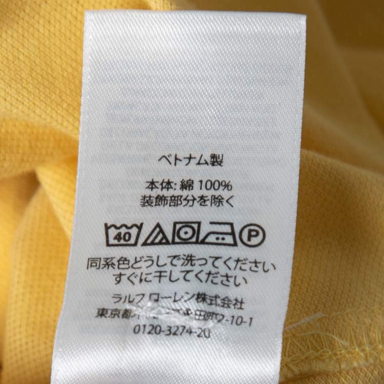 Pre Owned Ralph Lauren Yellow Featherweight Mesh Cotton Long Sleeve Polo Shirt M
