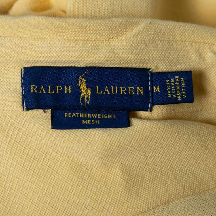 Pre Owned Ralph Lauren Yellow Featherweight Mesh Cotton Long Sleeve Polo Shirt M