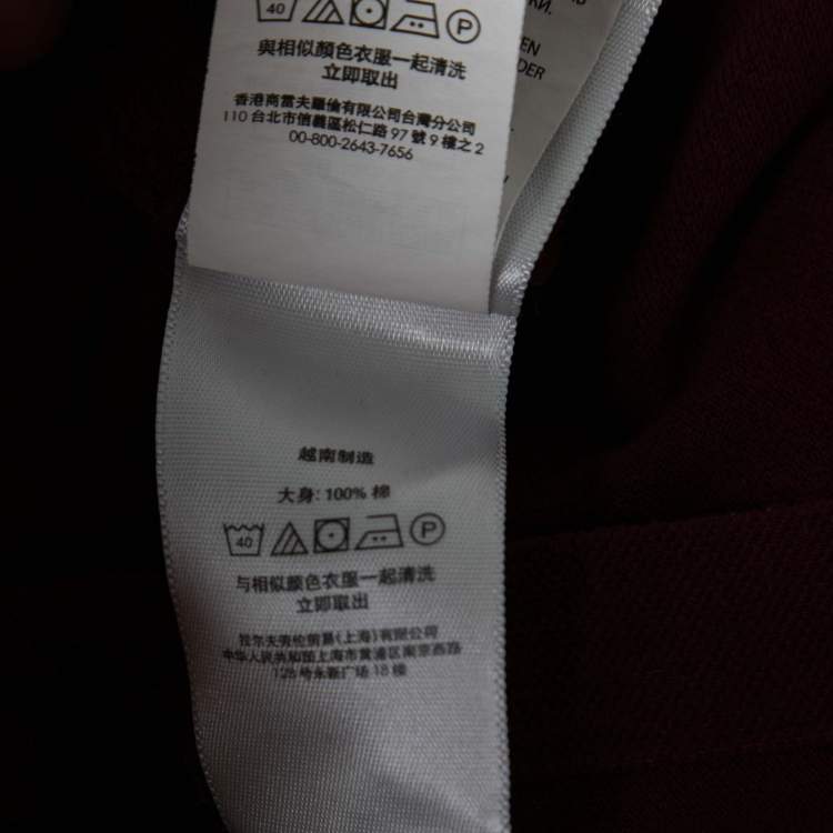 Pre Owned Ralph Lauren Maroon Featherweight Mesh Cotton Long Sleeve Shirt L