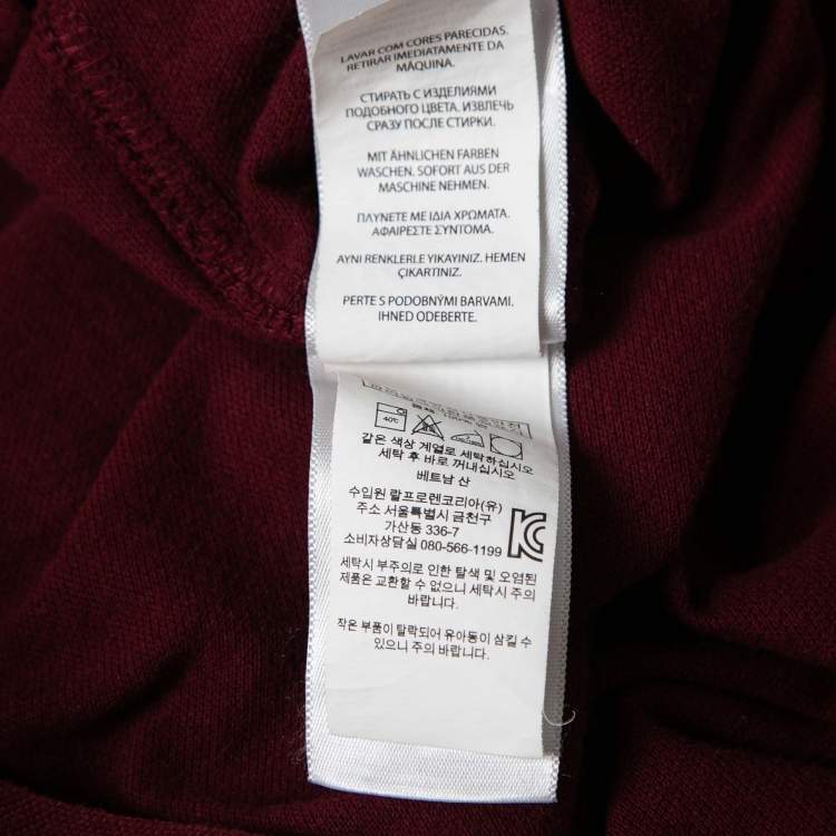 Pre Owned Ralph Lauren Maroon Featherweight Mesh Cotton Long Sleeve Shirt L