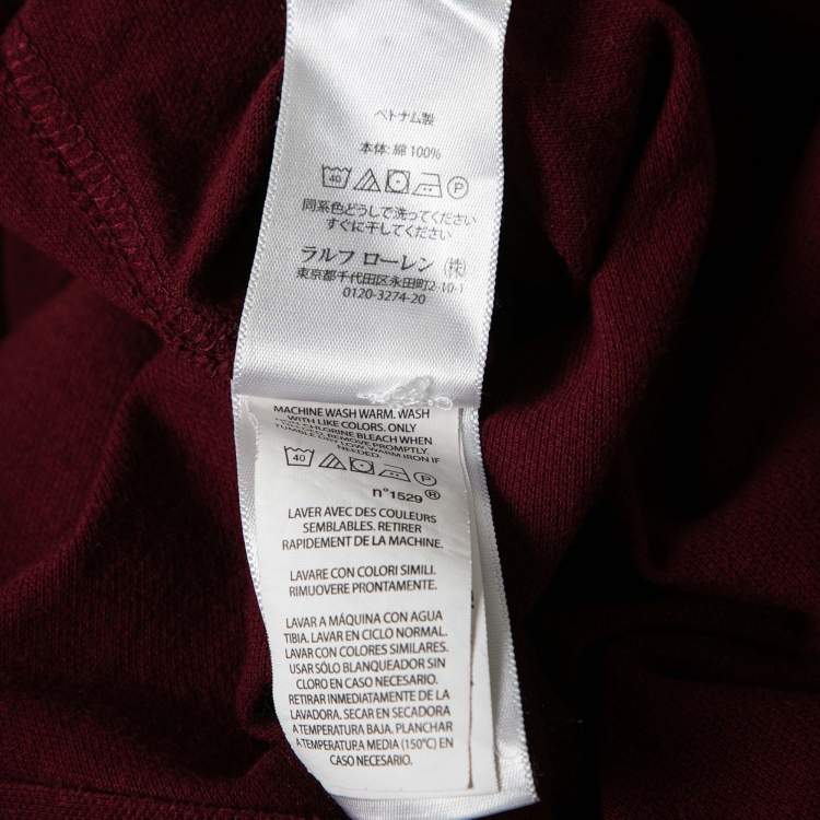 Pre Owned Ralph Lauren Maroon Featherweight Mesh Cotton Long Sleeve Shirt L