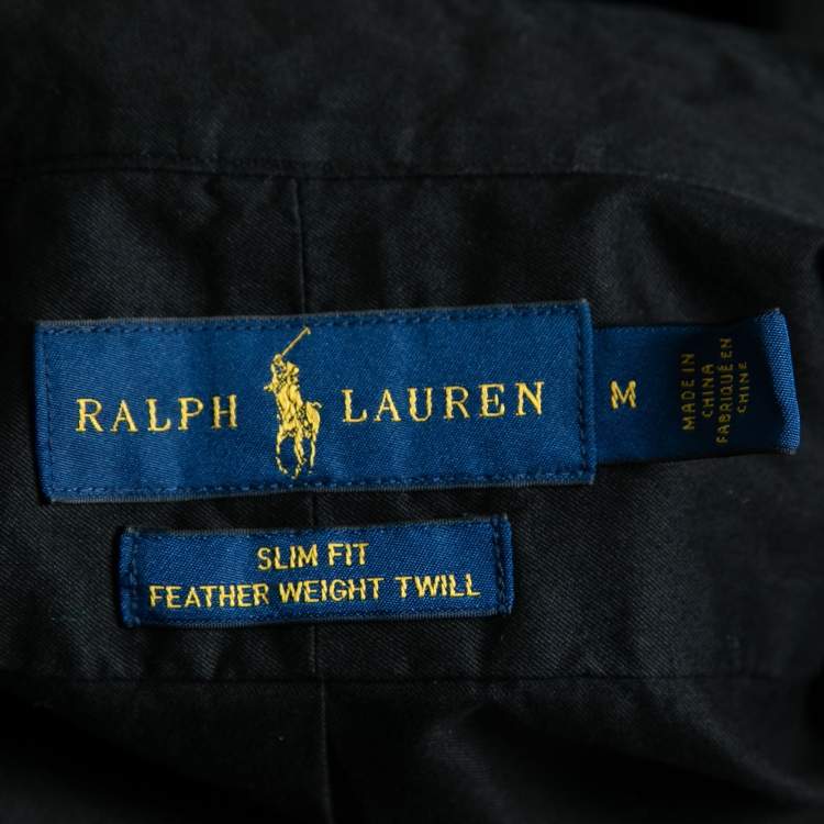 Pre Owned Ralph Lauren Black Cotton Slim Fit Button Front Shirt M
