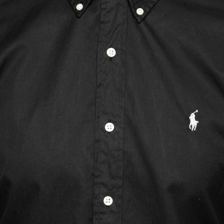 Pre Owned Ralph Lauren Black Cotton Slim Fit Button Front Shirt M
