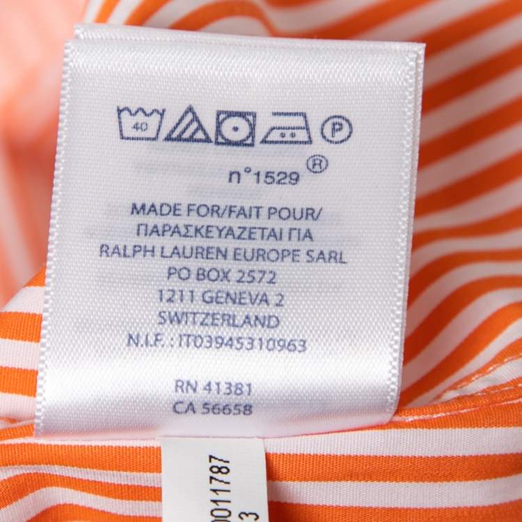 مملوكة مسبقًا Ralph Lauren Orange Striped Cotton Button Down Shirt L