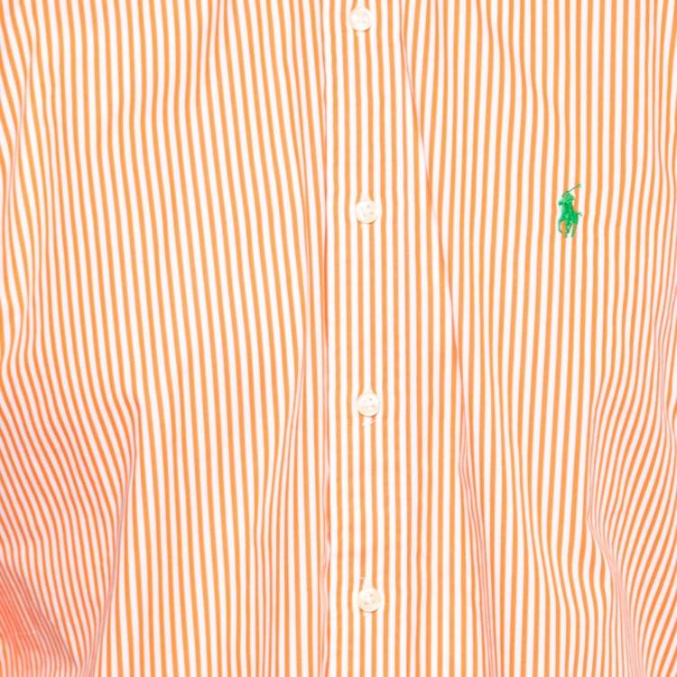 مملوكة مسبقًا Ralph Lauren Orange Striped Cotton Button Down Shirt L