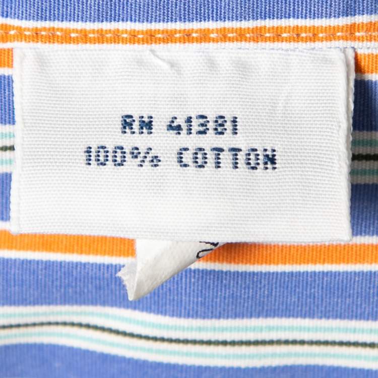 Pre Owned Ralph Lauren Blue Striped 120's Poplin Button Down Shirt M