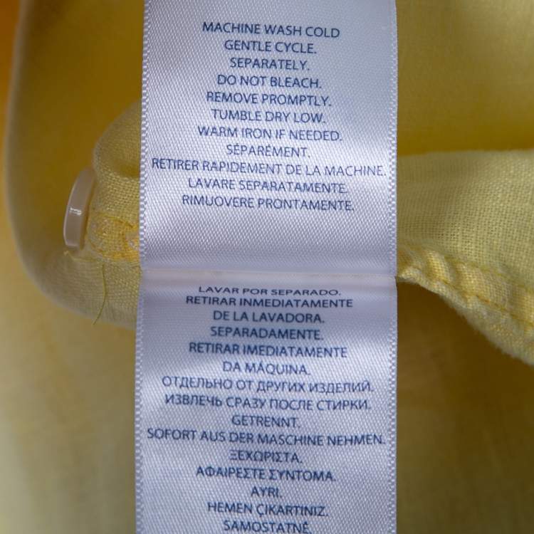Pre Owned Ralph Lauren Yellow Ocean Wash Linen Slim Fit Button Down Shirt S