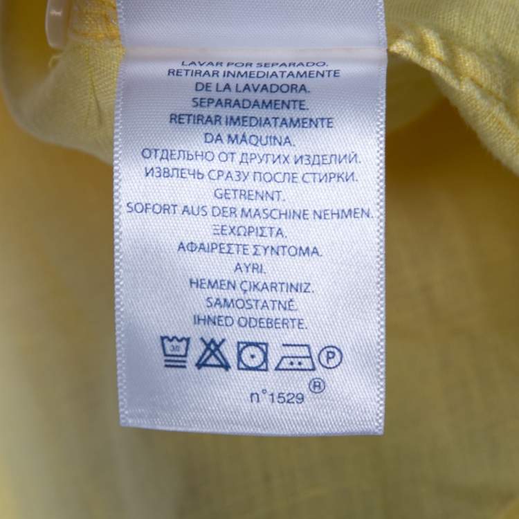 Pre Owned Ralph Lauren Yellow Ocean Wash Linen Slim Fit Button Down Shirt S