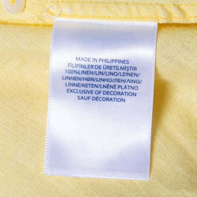 Pre Owned Ralph Lauren Yellow Ocean Wash Linen Slim Fit Button Down Shirt S