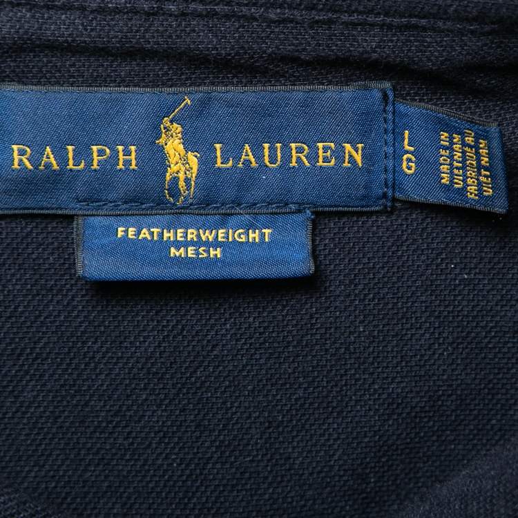 Pre Owned Ralph Lauren Navy Blue Cotton Pique Long-Sleeve Polo Shirt L   