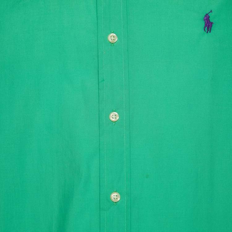 Pre Owned Ralph Lauren Green Cotton Button Front Shirt L