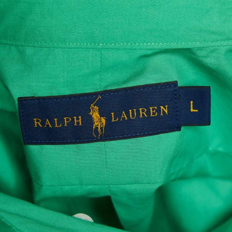 Pre Owned Ralph Lauren Green Cotton Button Front Shirt L