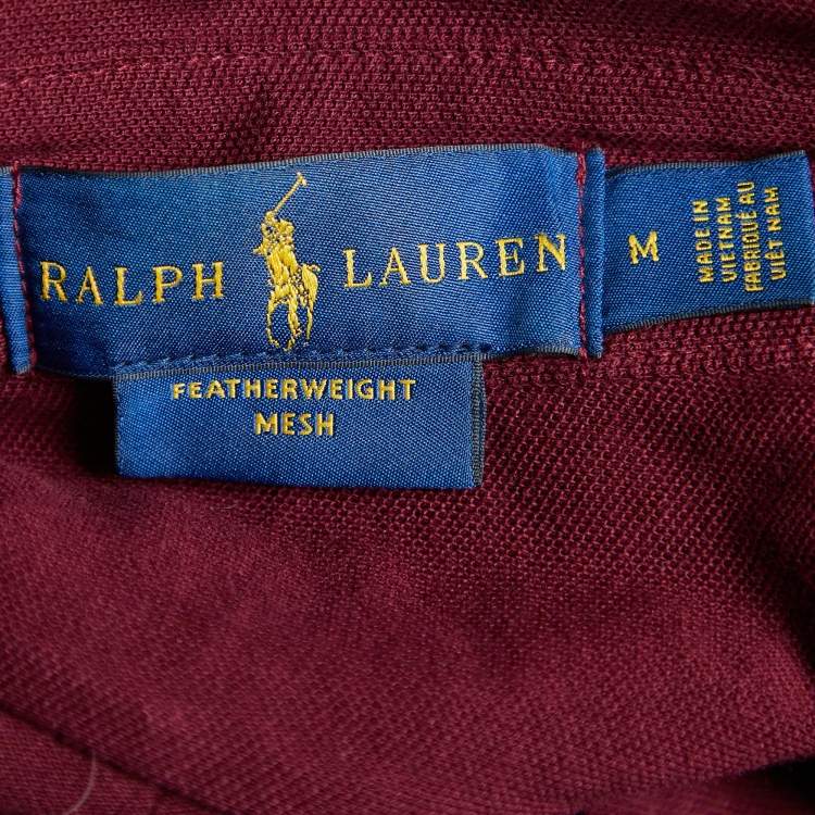 Pre Owned Ralph Lauren Burgundy Featherweight Cotton Mesh Button Front Shirt M
