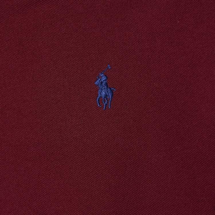 Pre Owned Ralph Lauren Burgundy Featherweight Cotton Mesh Button Front Shirt M