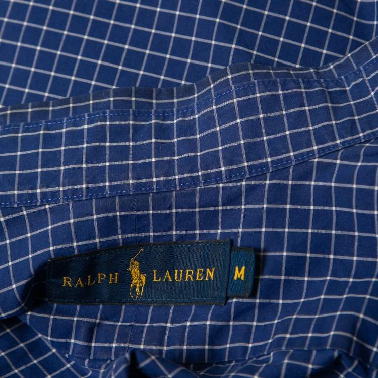 Pre Owned Ralph Lauren Blue Checked Patterned Cotton Button Down Shirt M