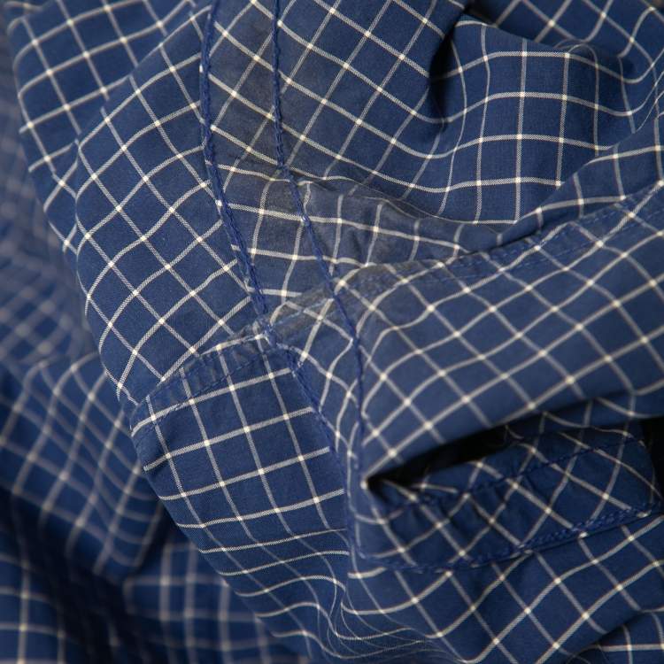 Pre Owned Ralph Lauren Blue Checked Patterned Cotton Button Down Shirt M