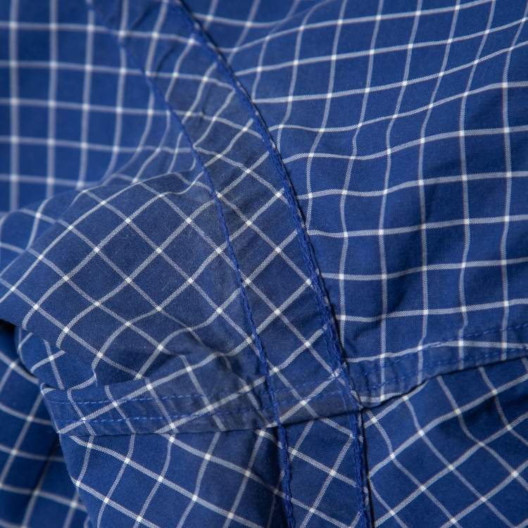 Pre Owned Ralph Lauren Blue Checked Patterned Cotton Button Down Shirt M
