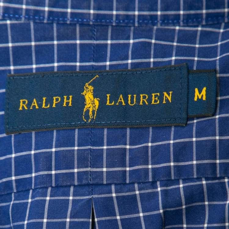 Pre Owned Ralph Lauren Blue Checked Patterned Cotton Button Down Shirt M