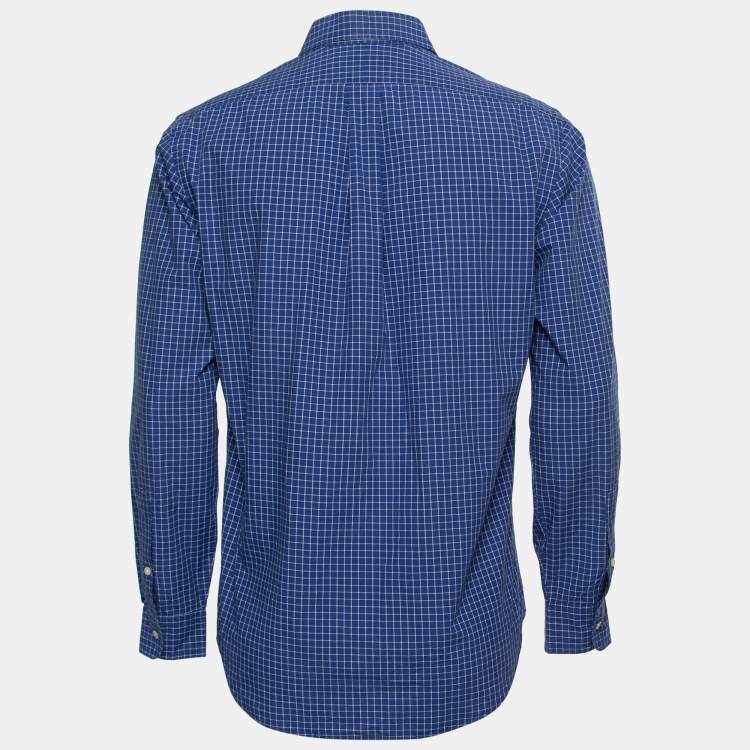 Pre Owned Ralph Lauren Blue Checked Patterned Cotton Button Down Shirt M