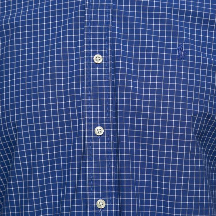 Pre Owned Ralph Lauren Blue Checked Patterned Cotton Button Down Shirt M