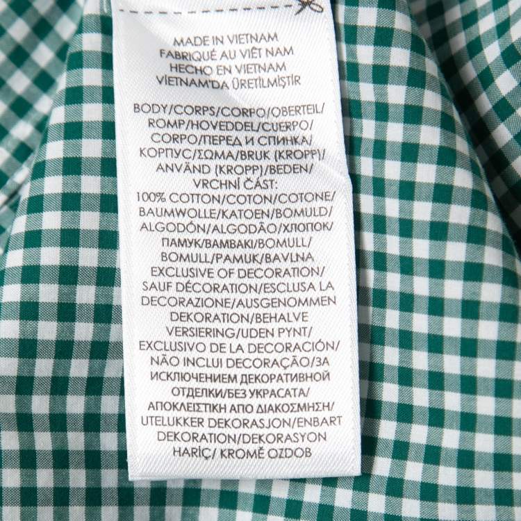 Pre Owned Ralph Lauren Green Gingham Checked Cotton Classic Fit Long Sleeve Shirt L