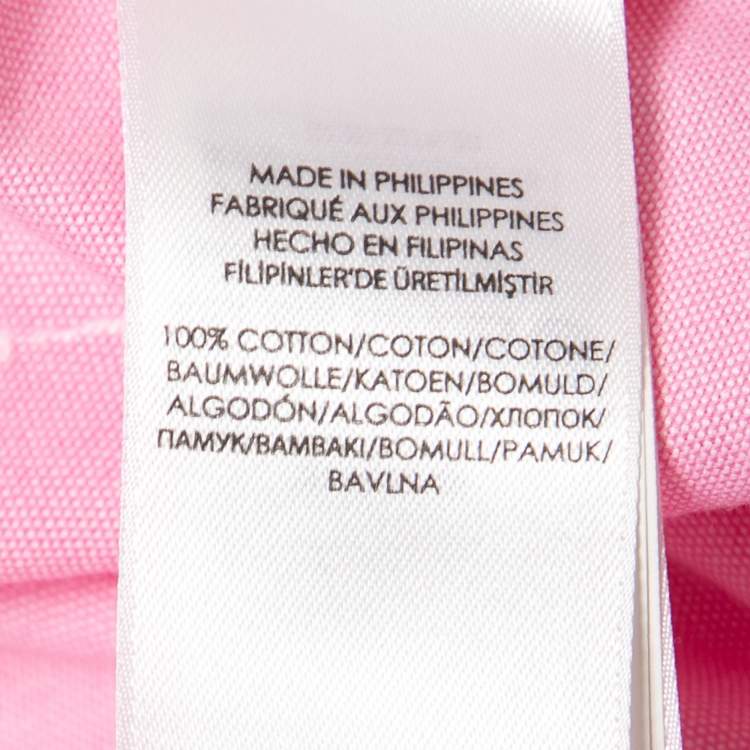 Pre Owned Ralph Lauren Pink Cotton All Over Logo Button Front Shirt L