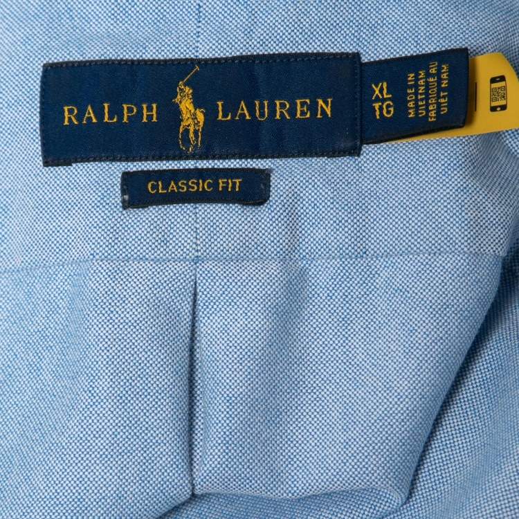 Pre Owned Ralph Lauren Blue Cotton Classic Fit Button Down Shirt XL