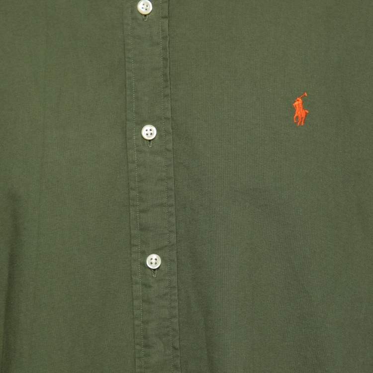 Pre Owned Ralph Lauren Green Cotton Classic Fit Button Front Shirt L
