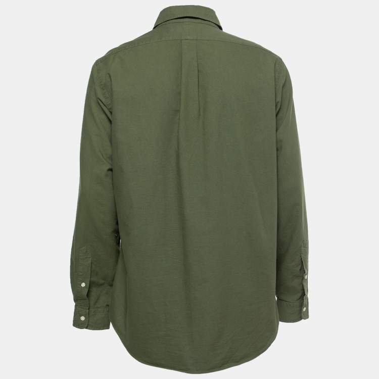 Pre Owned Ralph Lauren Green Cotton Classic Fit Button Front Shirt L