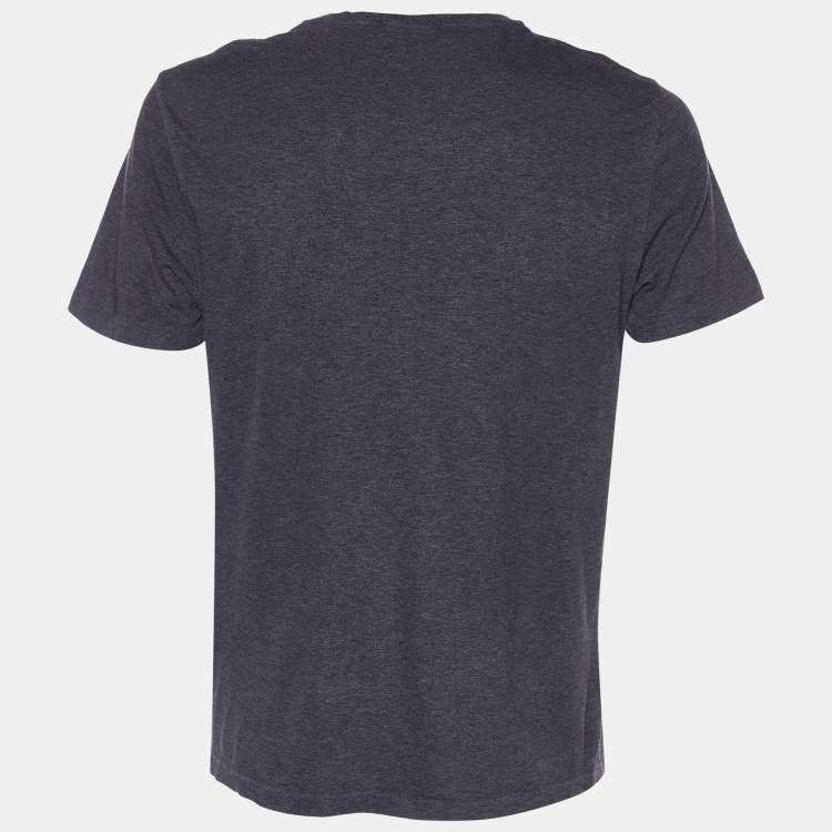 Pre Owned Ralph Lauren Purple Label Grey Logo Signature Printed Cotton Crewneck T-Shirt M