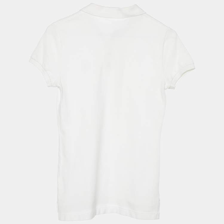 Pre Owned Ralph Lauren White Cotton Pique The Skinny Polo T-Shirt S