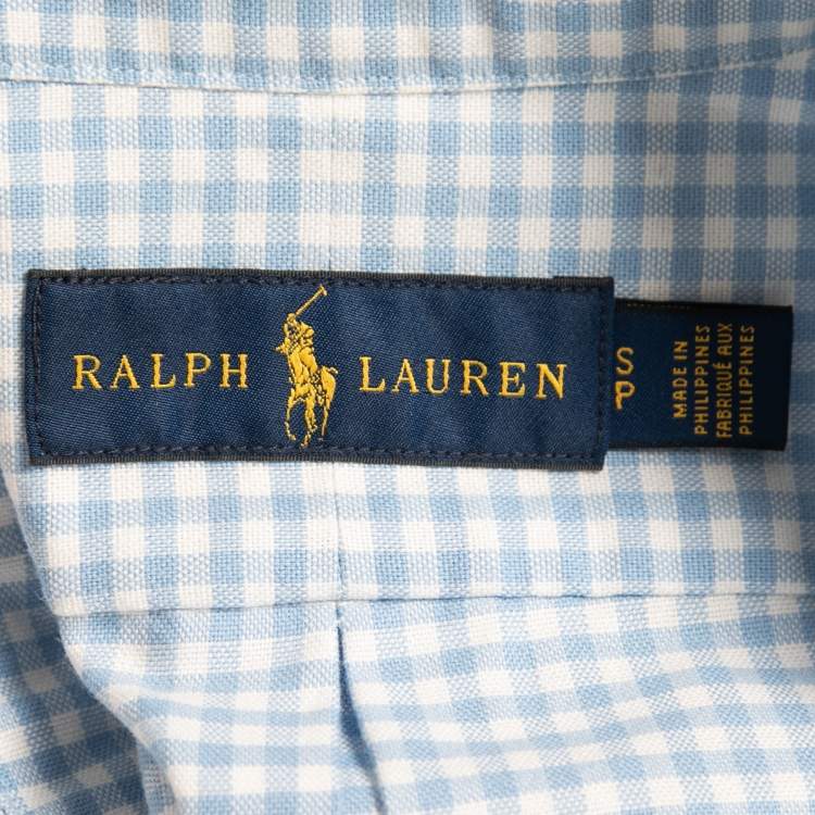 Pre Owned Ralph Lauren Blue Gingham Check Cotton Button Down Shirt S