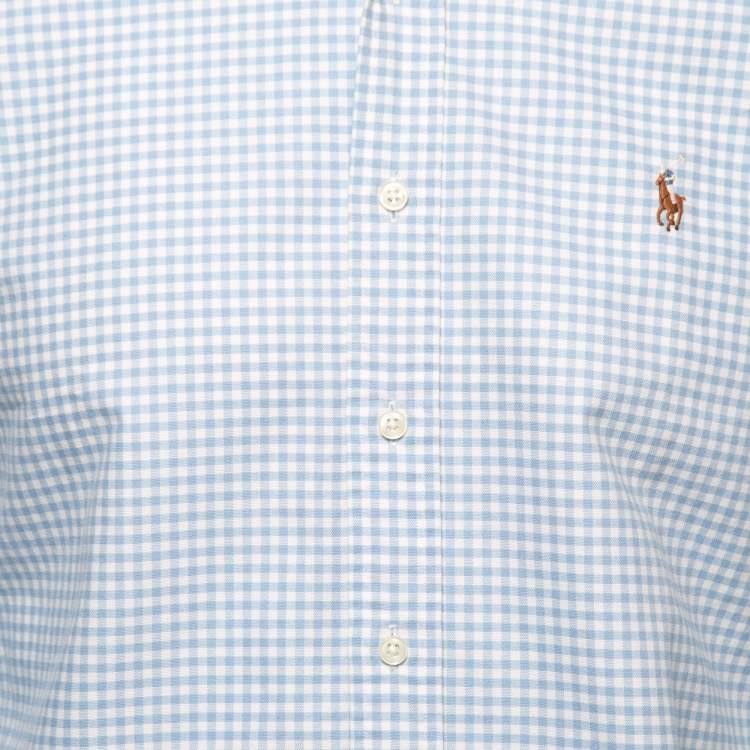 Pre Owned Ralph Lauren Blue Gingham Check Cotton Button Down Shirt S