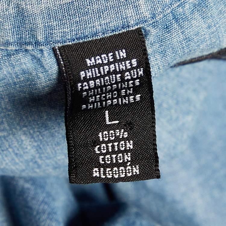 Pre Owned Ralph Lauren Blue Denim Button Front Shirt L