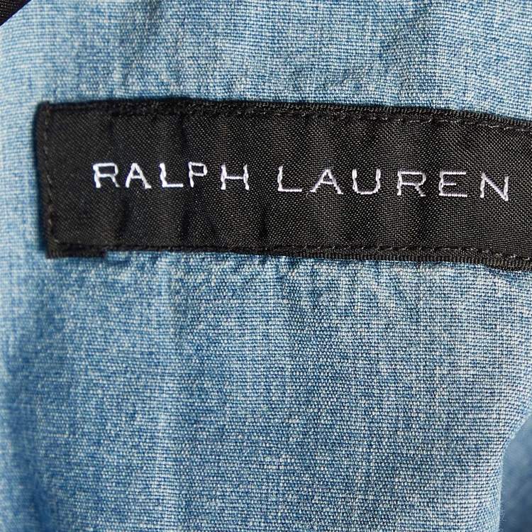 Pre Owned Ralph Lauren Blue Denim Button Front Shirt L
