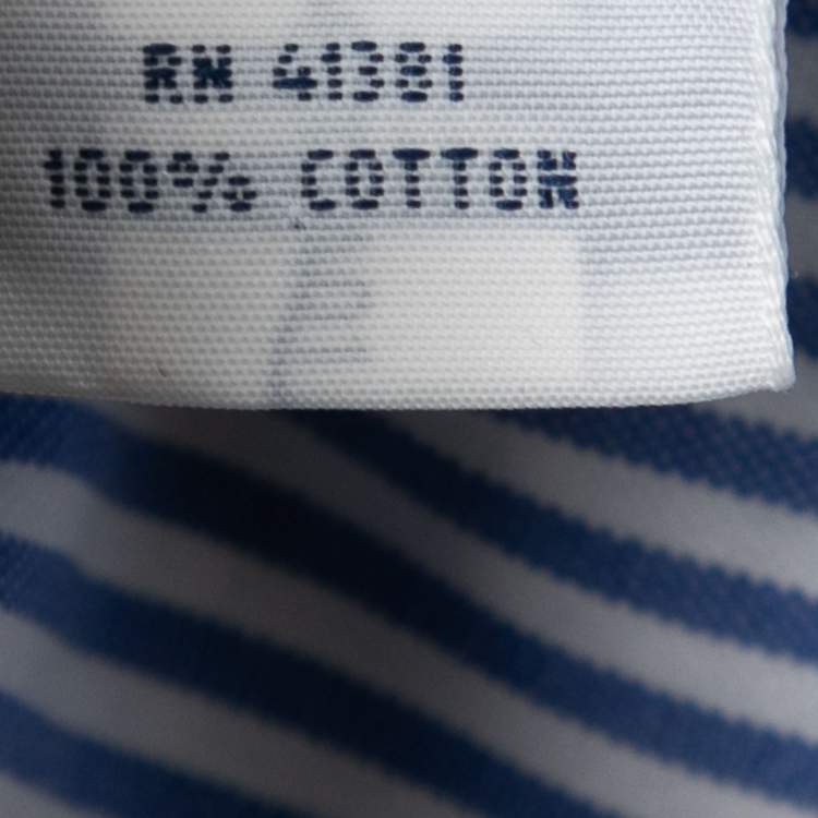 Pre Owned Ralph Lauren White/Blue Striped Cotton Full Sleeve Shirt S