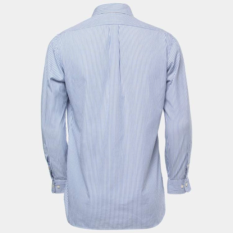 Pre Owned Ralph Lauren White/Blue Striped Cotton Full Sleeve Shirt S