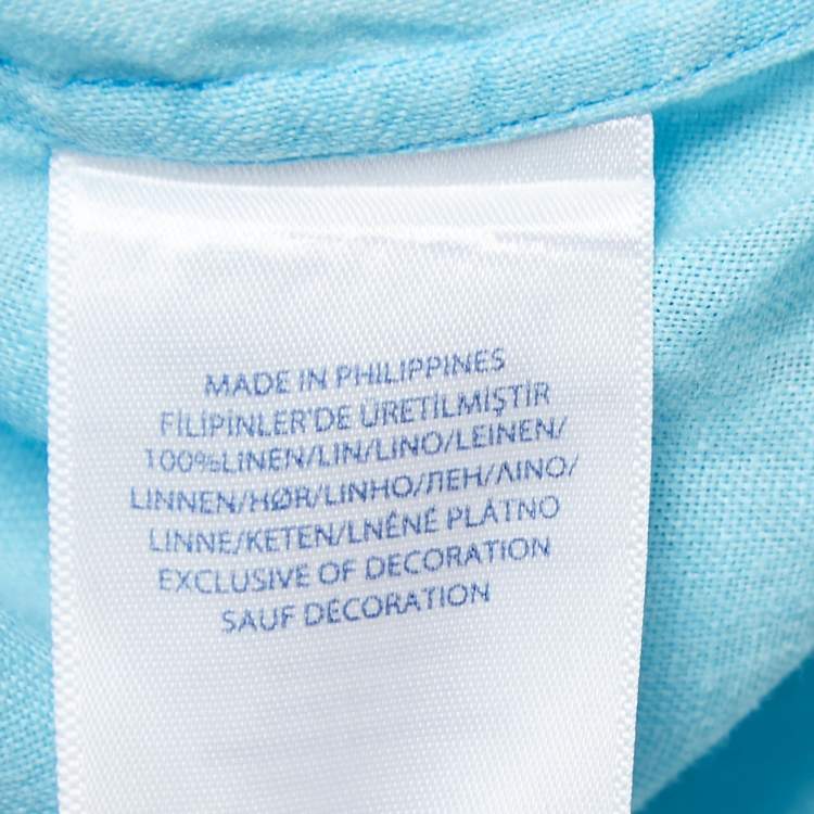 Pre Owned Ralph Lauren Light Blue Linen Full Sleeve Shirt M