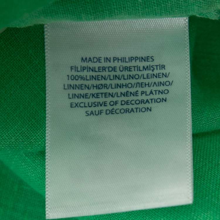 Pre Owned Ralph Lauren Green Ocean Washed Linen Slim Fit Full Sleeve Shirt S