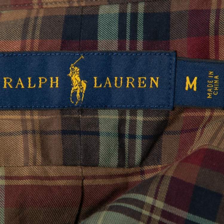 Pre Owned Ralph Lauren Brown Checked Cotton Button Down Shirt M