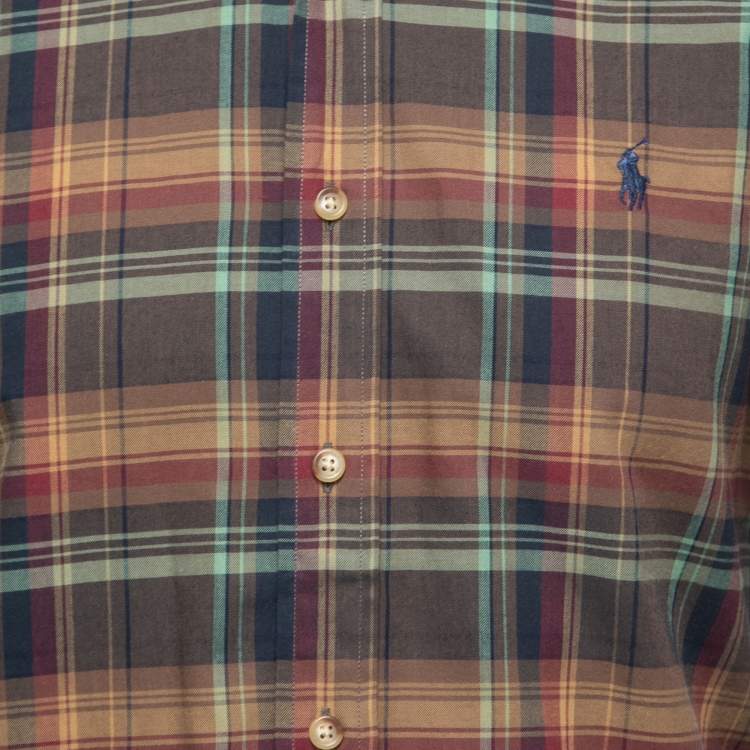 Pre Owned Ralph Lauren Brown Checked Cotton Button Down Shirt M
