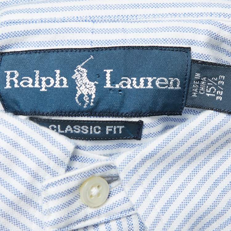 Pre Owned Ralph Lauren Blue Striped Cotton Full Sleeve Classic Fit Shirt M