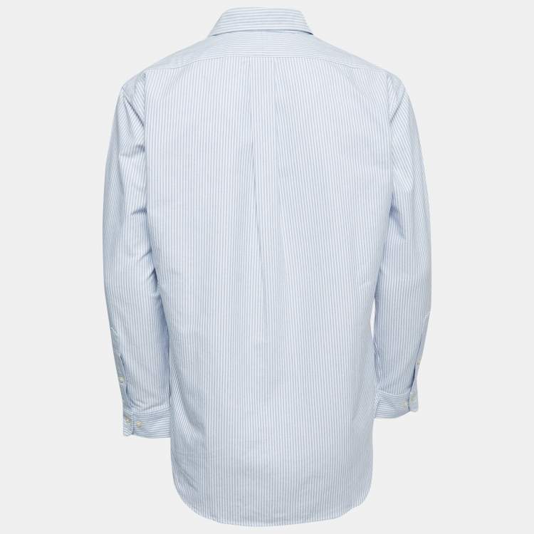 Pre Owned Ralph Lauren Blue Striped Cotton Full Sleeve Classic Fit Shirt M