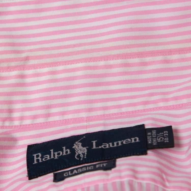 مملوكة مسبقًا Ralph Lauren Pink Striped Cotton Full Sleeve Classic Fit Shirt M