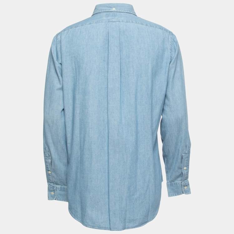 Pre Owned Ralph Lauren Blue Denim Full Sleeve Classic Fit Shirt M