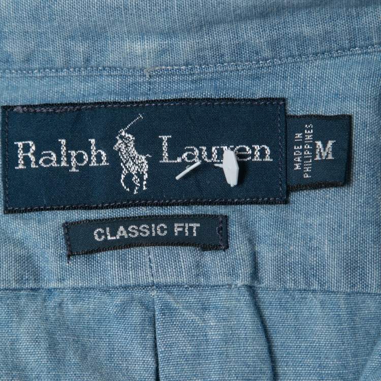 Pre Owned Ralph Lauren Blue Denim Full Sleeve Classic Fit Shirt M